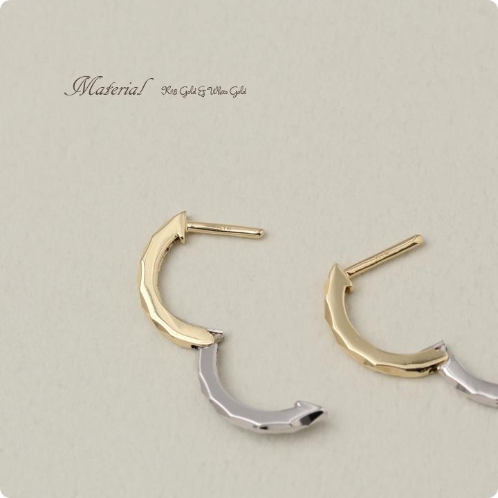 フープピアス 18k ピアス 18金 フープ k18 18金ピアス ホワイトゴールド カット シンプル k18ピアス レディース | DEVAS | 05
