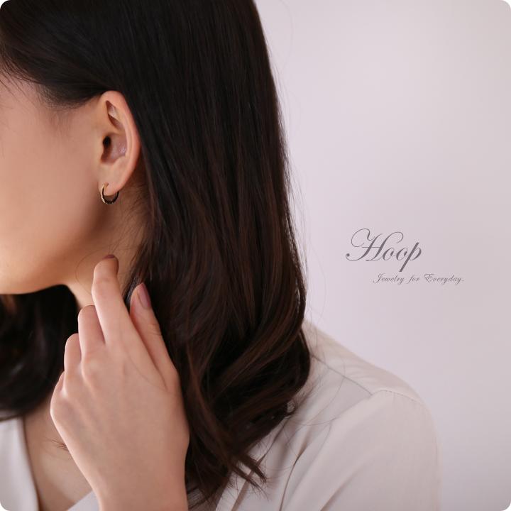 フープピアス 18k ピアス 18金 フープ k18 18金ピアス ホワイトゴールド カット シンプル k18ピアス レディース | DEVAS | 06