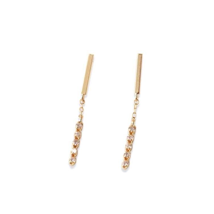 18金 ピアス k18 18金ピアス 18k  揺れる ダイヤ バー ダイヤモンド シンプル k18ピアス レディース ピアス18金 地金の画像