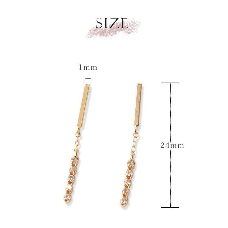 18金 ピアス k18 18金ピアス 18k  揺れる ダイヤ バー ダイヤモンド シンプル k18ピアス レディース ピアス18金 地金の画像
