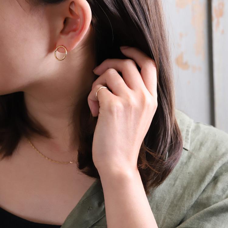 18金 ピアス k18 18金ピアス 18k サークル  スタッド シンプル k18ピアス レディース ピアス18金 地金 ゴールドの画像