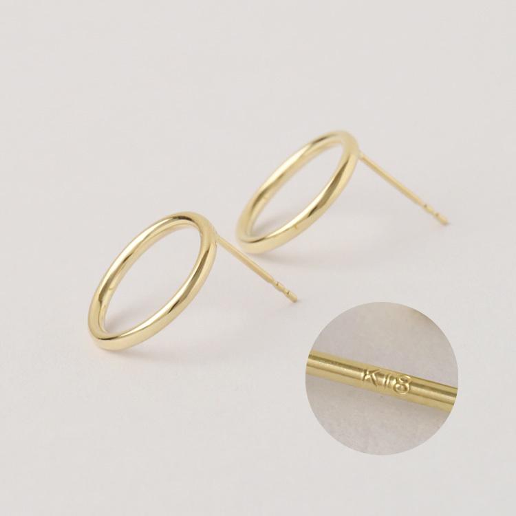 18金 ピアス k18 18金ピアス 18k サークル  スタッド シンプル k18ピアス レディース ピアス18金 地金 ゴールドの画像