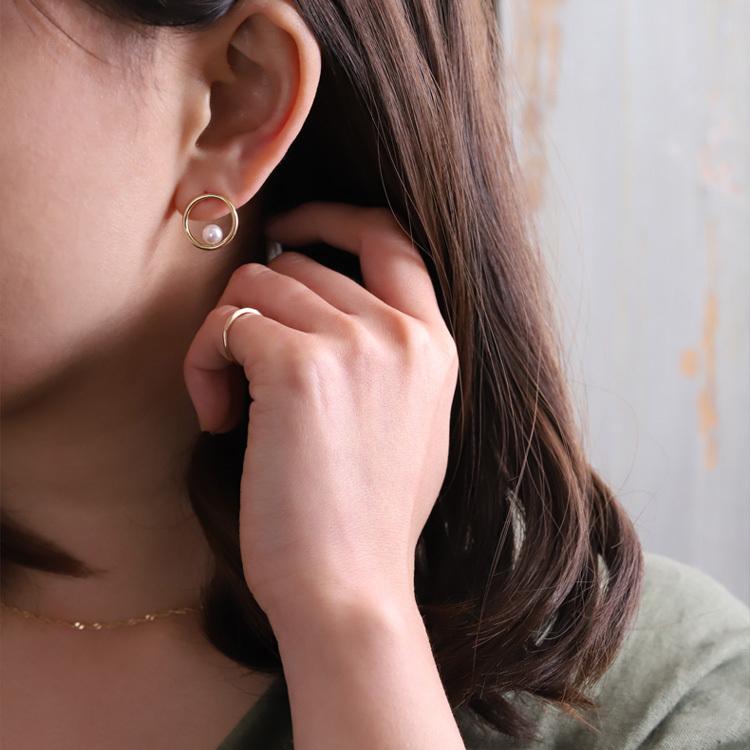 18金 ピアス k18 18金ピアス 18k あこや 真珠 パール シンプル k18ピアス レディース ピアス18金 地金 ゴールド | DEVAS | 03