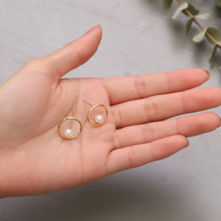18金 ピアス k18 18金ピアス 18k あこや 真珠 パール シンプル k18ピアス レディース ピアス18金 地金 ゴールド | DEVAS | 09