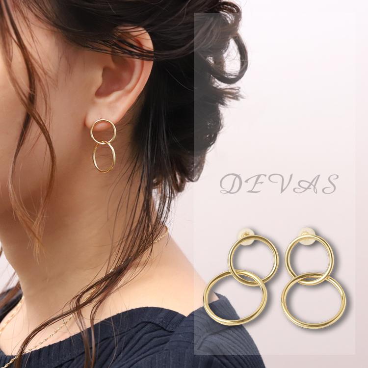 18金 ピアス k18 18金ピアス 18k 揺れる ダブル サークル シンプル k18ピアス レディース ピアス18金 地金 ゴールド
