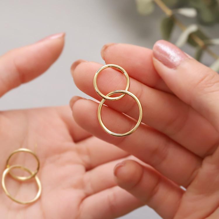 18金 ピアス k18 18金ピアス 18k 揺れる ダブル サークル シンプル k18ピアス レディース ピアス18金 地金 ゴールド | DEVAS | 10