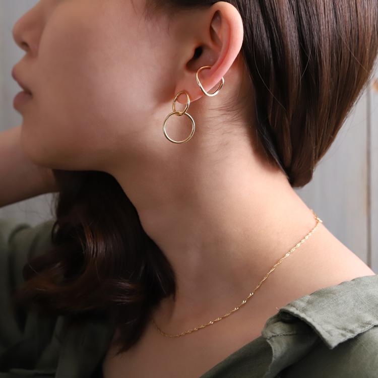 18金 ピアス k18 18金ピアス 18k 揺れる ダブル サークル シンプル k18ピアス レディース ピアス18金 地金 ゴールド | DEVAS | 12