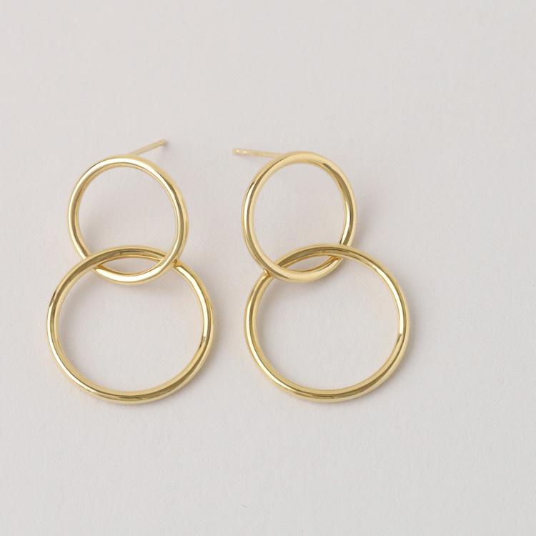 18金 ピアス k18 18金ピアス 18k 揺れる ダブル サークル シンプル k18ピアス レディース ピアス18金 地金 ゴールド | DEVAS | 06