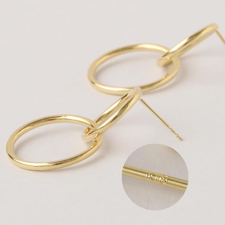 18金 ピアス k18 18金ピアス 18k 揺れる ダブル サークル シンプル k18ピアス レディース ピアス18金 地金 ゴールド | DEVAS | 08