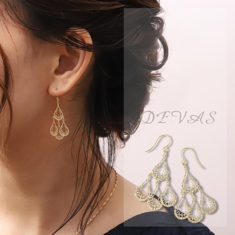 DEVAS 日曜限定クーポン有 18金 ピアス k18 18金ピアス 18k フック 