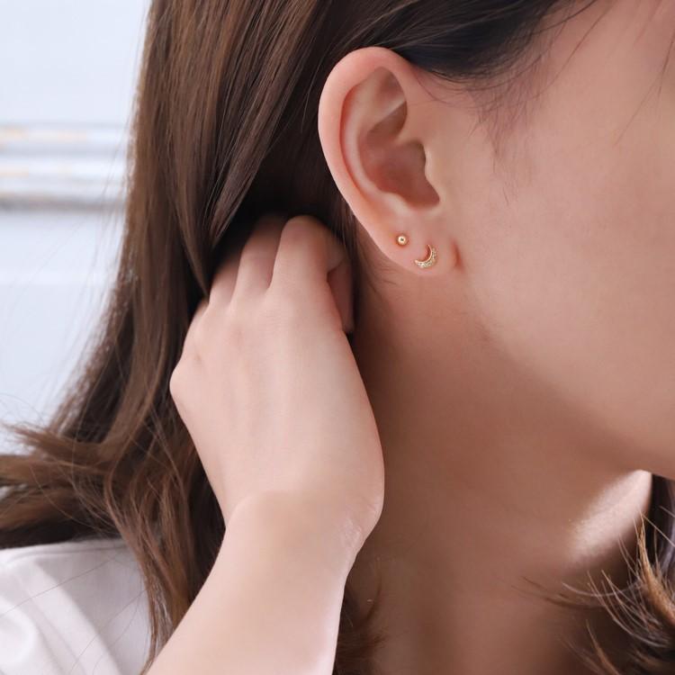 18金 ピアス k18 18金ピアス 18k 星 月  スター ハーフムーン ダイヤモンド シンプル k18ピアス レディース ピアス18金 | DEVAS | 13