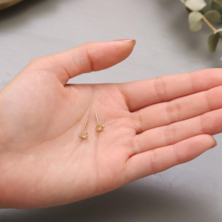 18金 ピアス k18 18金ピアス 18k 馬蹄 ホースシュー ダイヤモンド シンプル k18ピアス レディース ピアス18金 地金 | DEVAS | 10
