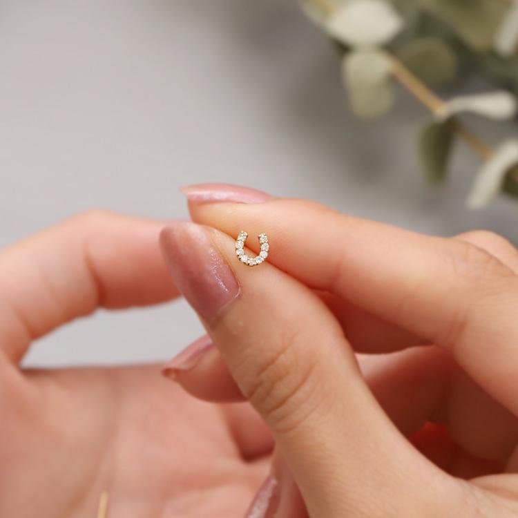18金 ピアス k18 18金ピアス 18k 馬蹄 ホースシュー ダイヤモンド シンプル k18ピアス レディース ピアス18金 地金 | DEVAS | 11