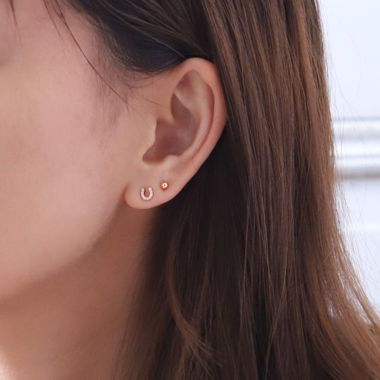 18金 ピアス k18 18金ピアス 18k 馬蹄 ホースシュー ダイヤモンド シンプル k18ピアス レディース ピアス18金 地金 | DEVAS | 12