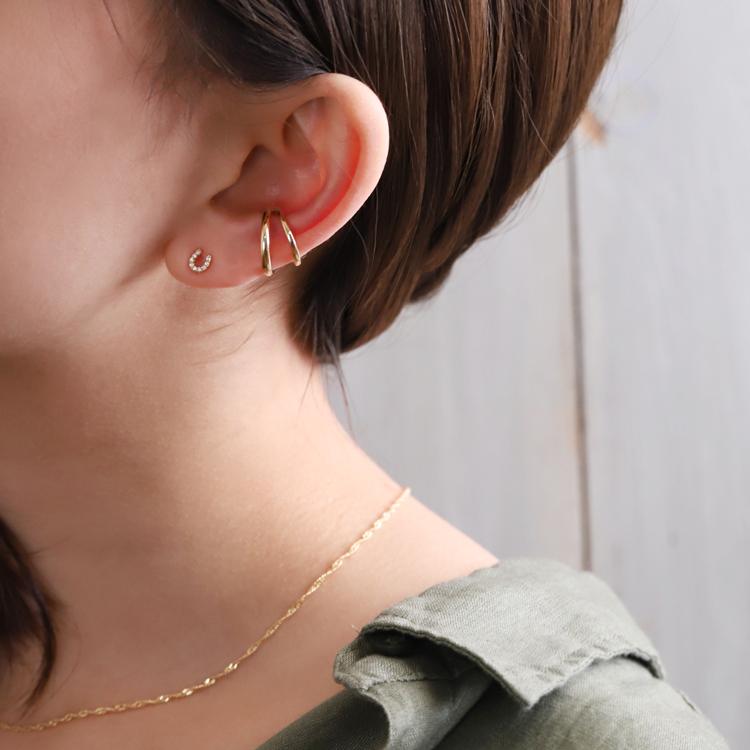 18金 ピアス k18 18金ピアス 18k 馬蹄 ホースシュー ダイヤモンド シンプル k18ピアス レディース ピアス18金 地金 | DEVAS | 13