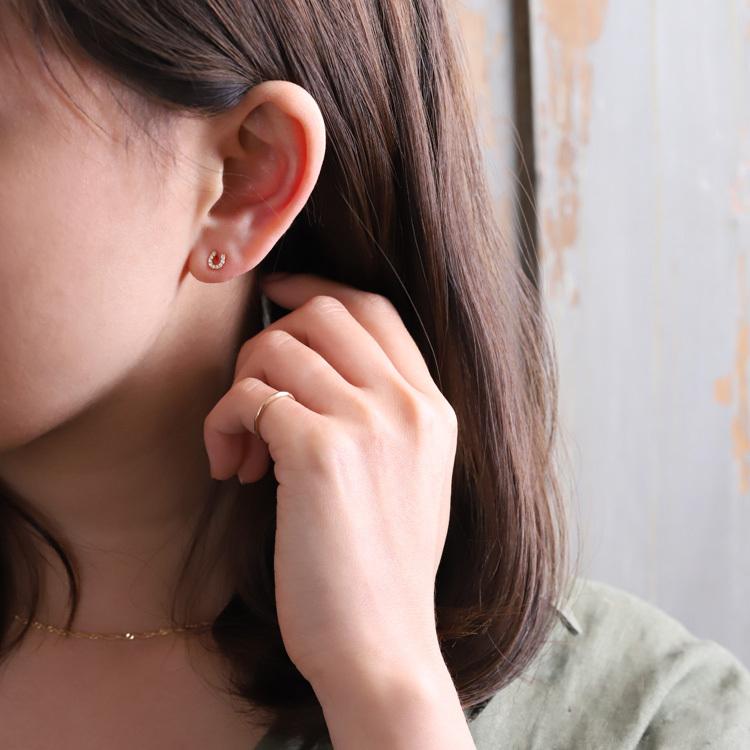 18金 ピアス k18 18金ピアス 18k 馬蹄 ホースシュー ダイヤモンド シンプル k18ピアス レディース ピアス18金 地金 | DEVAS | 03