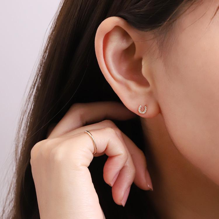 18金 ピアス k18 18金ピアス 18k 馬蹄 ホースシュー ダイヤモンド シンプル k18ピアス レディース ピアス18金 地金 | DEVAS | 04