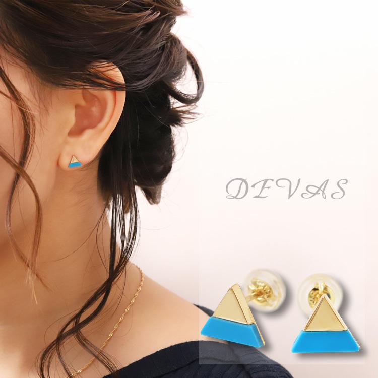 18金 ピアス k18 18金ピアス 18k ターコイズ トルコ石 天然石 トライアングル k18ピアス レディース ピアス18金