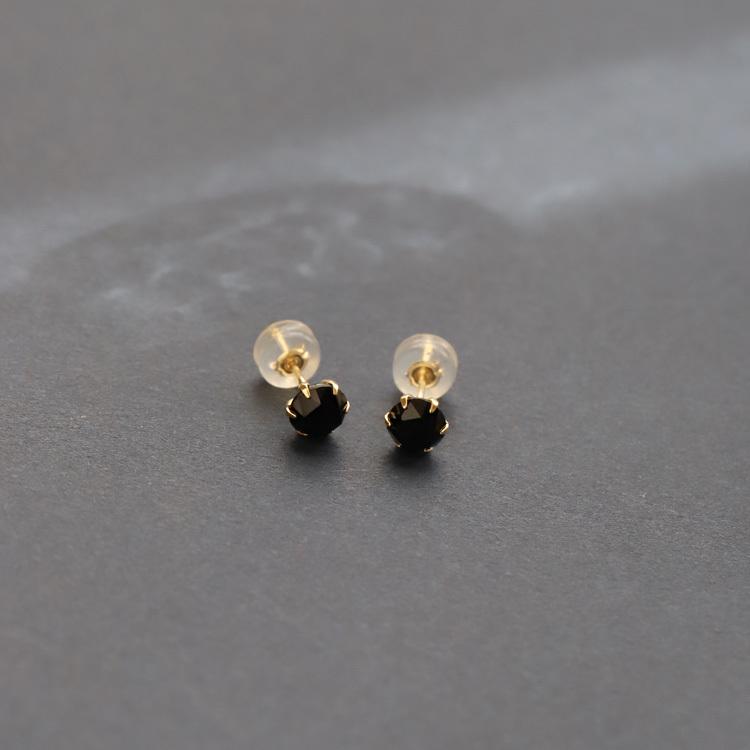 DEVAS 18金 ピアス k18 18金ピアス 18k オニキス 一粒 ラウンド 天然石 