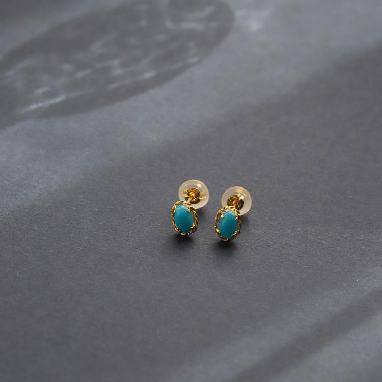 DEVAS 18金 ピアス k18 18金ピアス 18k トルコ石 天然石 ターコイズ 