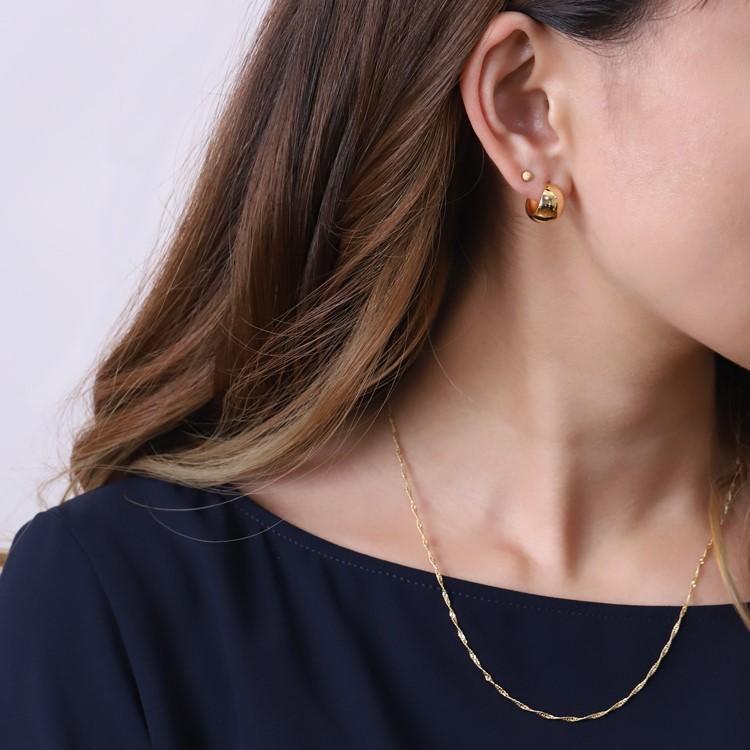 フープピアス 18k 月甲丸 ピアス 18金 フープ レディース ゴールド 両