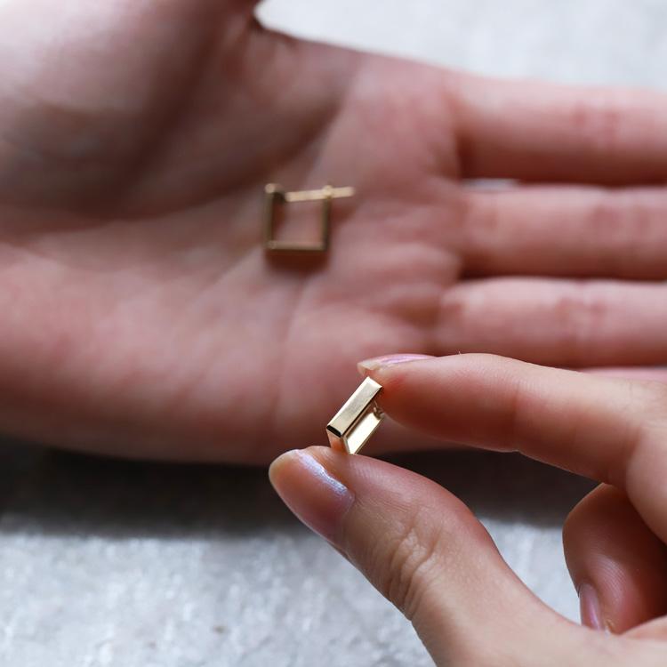 フープピアス 18k ピアス 18金 フープ プラチナ k18 18金ピアス スクエア 四角 シンプル k18ピアス レディース | DEVAS | 10