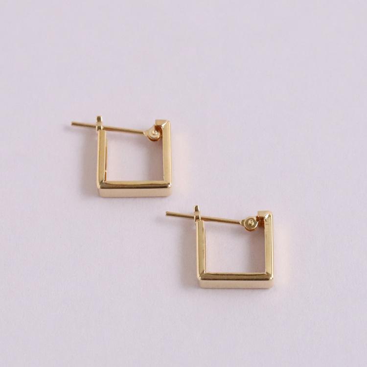 フープピアス 18k ピアス 18金 フープ プラチナ k18 18金ピアス スクエア 四角 シンプル k18ピアス レディース | DEVAS | 04