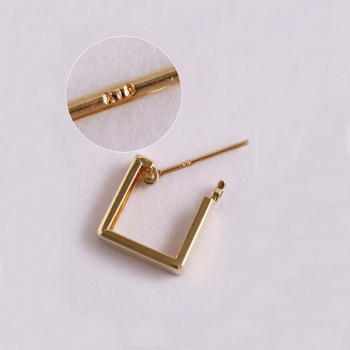 フープピアス 18k ピアス 18金 フープ プラチナ k18 18金ピアス スクエア 四角 シンプル k18ピアス レディース | DEVAS | 05