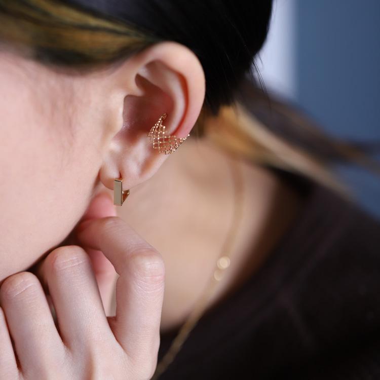 フープピアス 18k ピアス 18金 フープ プラチナ k18 18金ピアス スクエア 四角 シンプル k18ピアス レディース | DEVAS | 08