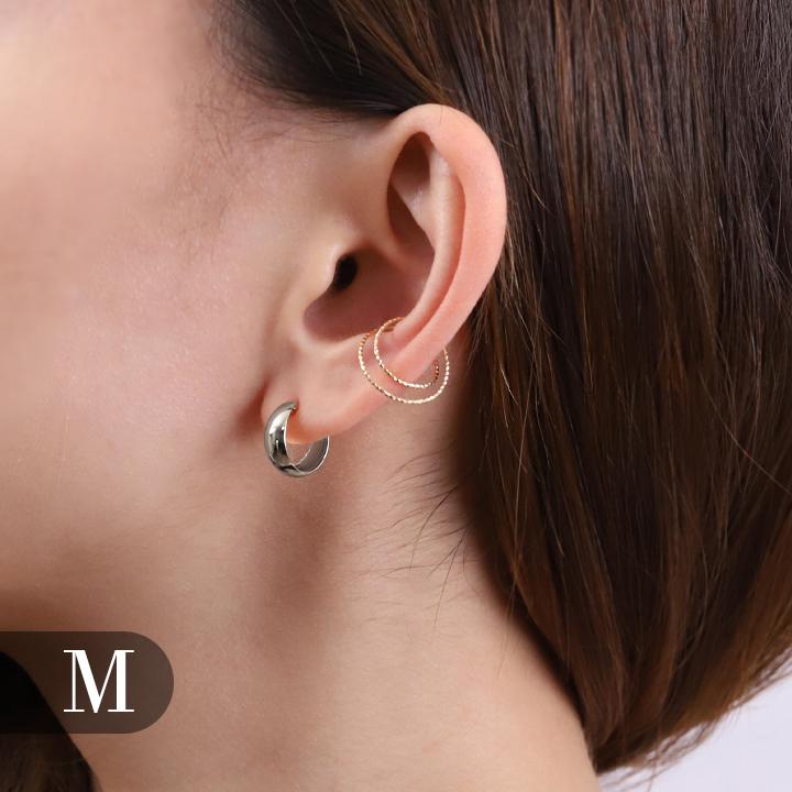 DEVAS フープピアス プラチナ ピアス レディース シンプル ムーン 