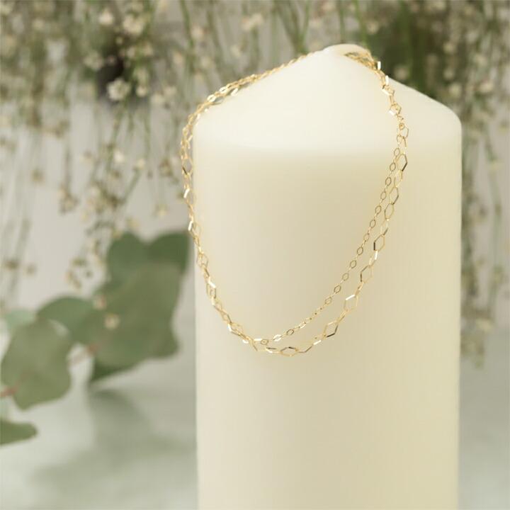 DEVAS 18金 アンクレット k18 ゴールド 18k レディース ひし形 2連
