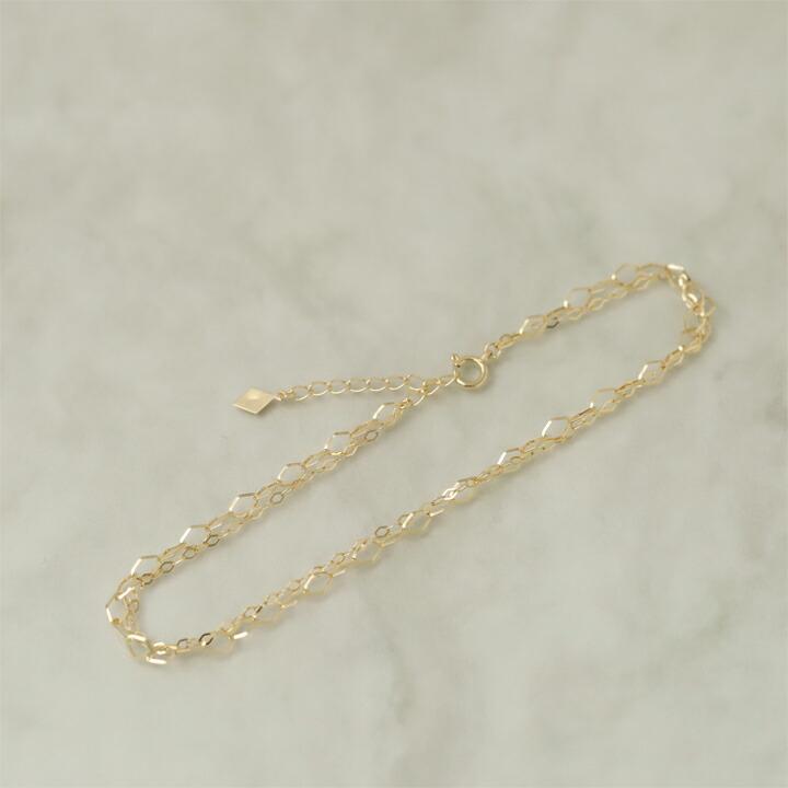 DEVAS 18金 アンクレット k18 ゴールド 18k レディース ひし形 2連