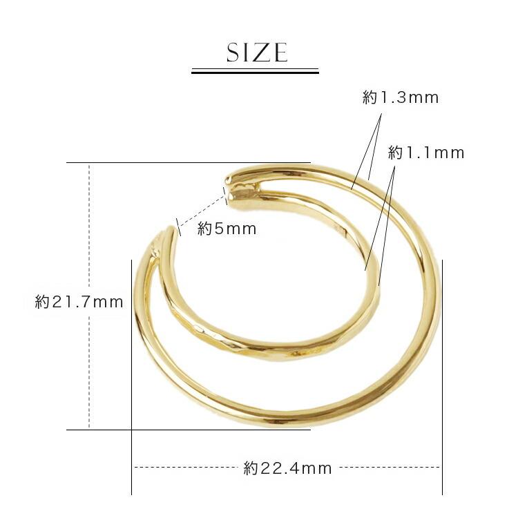 イヤーカフ 18金 イヤカフ k18 18k レディース ノンホール ピアス 2連 ダブル 重ね付け 18 金 ノンホールピアス | DEVAS | 14