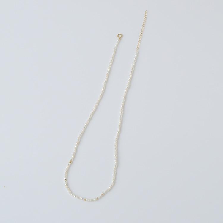 18金ネックレス k18 ネックレス 18金 レディース 淡水パール チョーカー アジャスター パール パールネックレス 18k ゴールド シンプル あずきチェーン 小豆 | DEVAS | 02