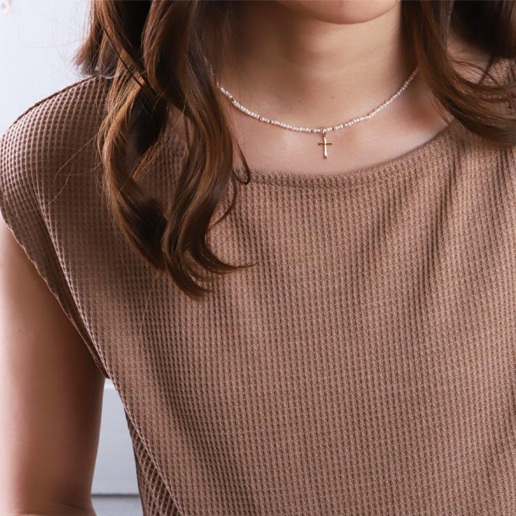 18金ネックレス k18 ネックレス 18金 レディース 淡水パール チョーカー アジャスター パール パールネックレス 18k ゴールド シンプル あずきチェーン 小豆 | DEVAS | 07
