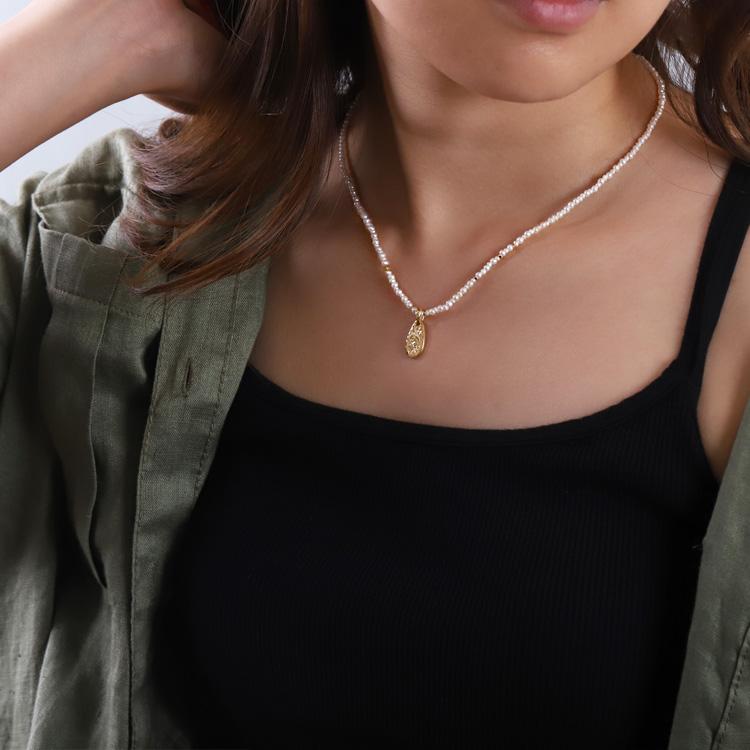 18金ネックレス k18 ネックレス 18金 レディース 淡水パール チョーカー アジャスター パール パールネックレス 18k ゴールド シンプル あずきチェーン 小豆 | DEVAS | 09