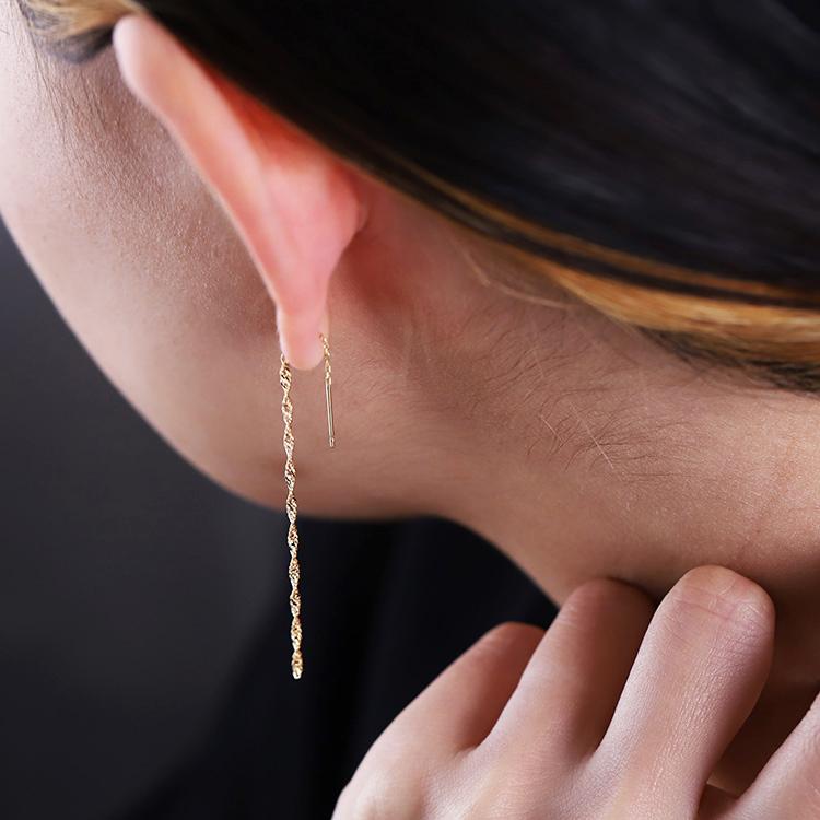 DEVAS 18金 ピアス k18 揺れる アメリカンピアス 18k スクリュー