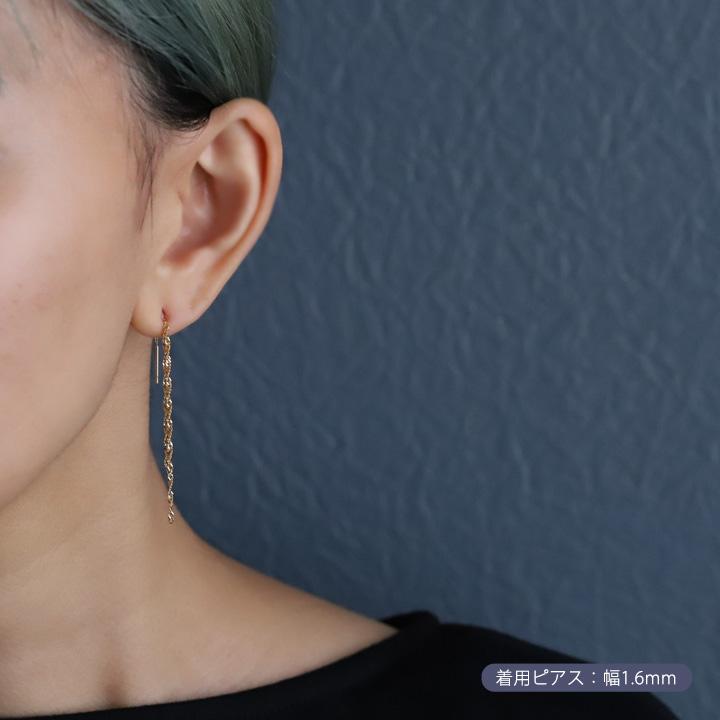 日曜7%クーポン有▼ 18金 ピアス k18 18金ピアス 18k アメリカン ピアス 2連スクリューチェーン シンプル k18ピアス レディース ピアス18金 | DEVAS | 03