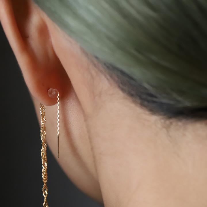 日曜7%クーポン有▼ 18金 ピアス k18 18金ピアス 18k アメリカン ピアス 2連スクリューチェーン シンプル k18ピアス レディース ピアス18金 | DEVAS | 08
