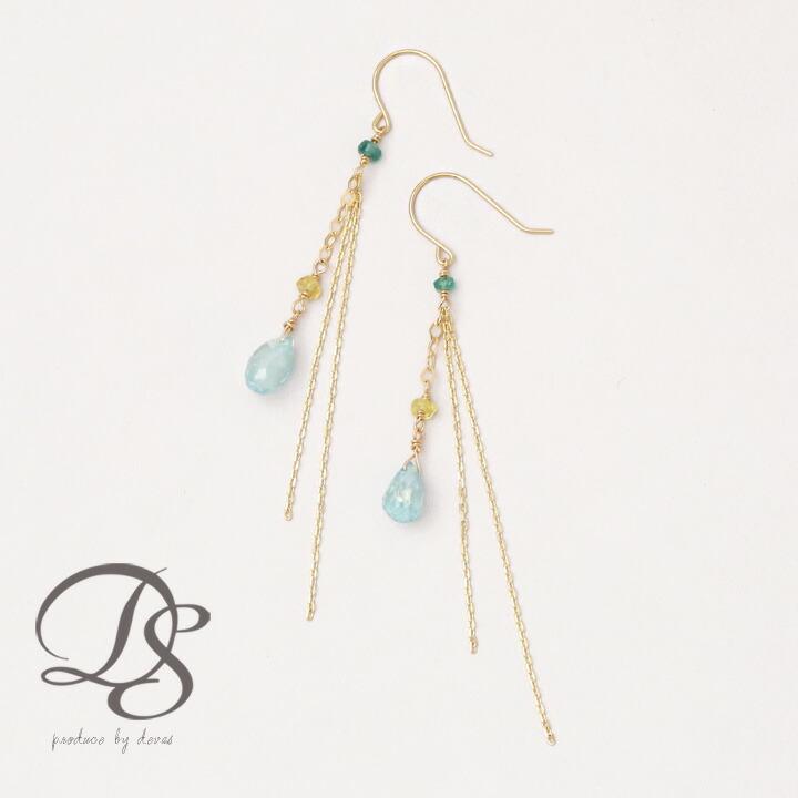 DEVAS 18金 ピアス k18 18金ピアス 18k フックピアス 天然石 