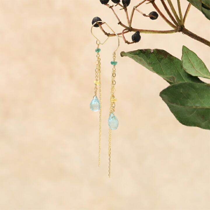 DEVAS 18金 ピアス k18 18金ピアス 18k フックピアス 天然石 