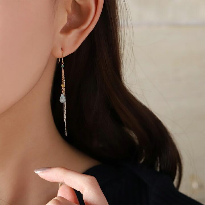 DEVAS 18金 ピアス k18 18金ピアス 18k フックピアス 天然石 