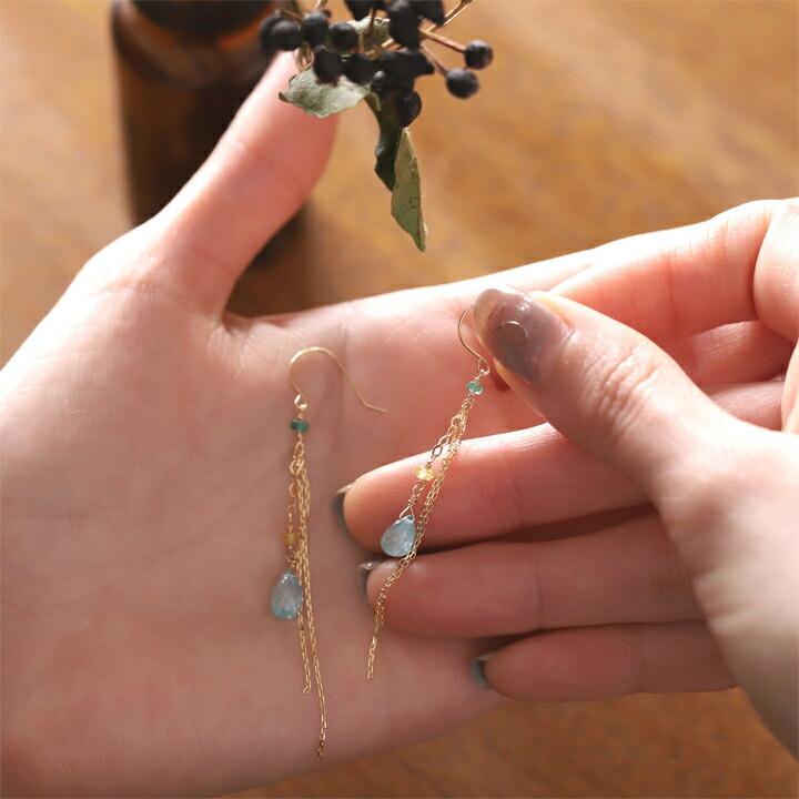 DEVAS 18金 ピアス k18 18金ピアス 18k フックピアス 天然石 