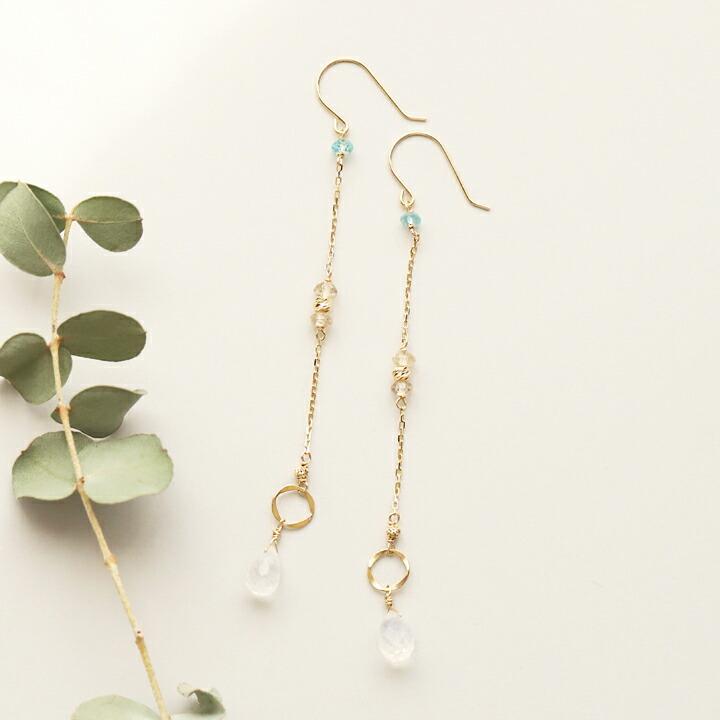 DEVAS 18金 ピアス k18 18金ピアス 18k フックピアス 天然石 