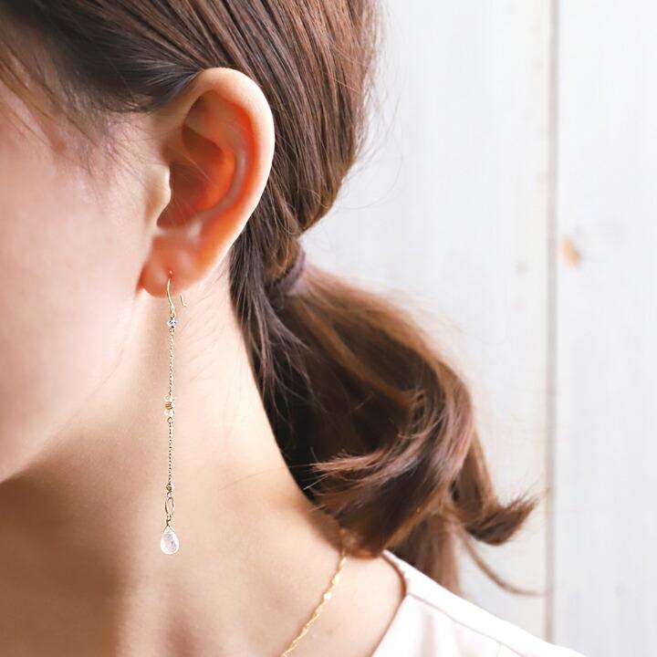 18金 ピアス k18 18金ピアス 18k フックピアス 天然石 アパタイト シャンパンクオーツ シンプル k18ピアス レディース ピアス18金 地金 ゴールド 18kピアス 両耳｜devas-2｜07