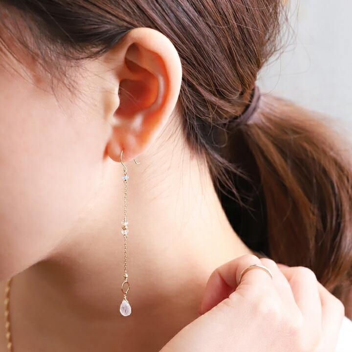 DEVAS 18金 ピアス k18 18金ピアス 18k フックピアス 天然石 