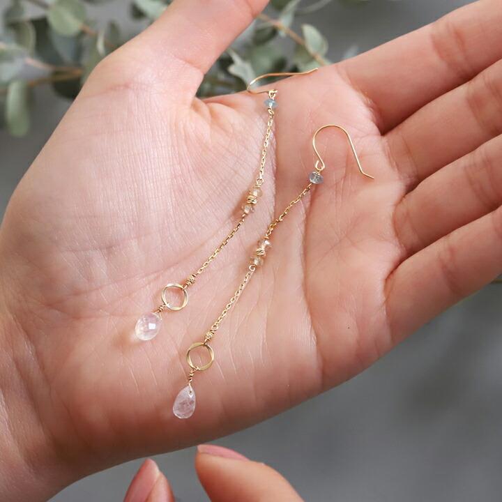 DEVAS 18金 ピアス k18 18金ピアス 18k フックピアス 天然石 