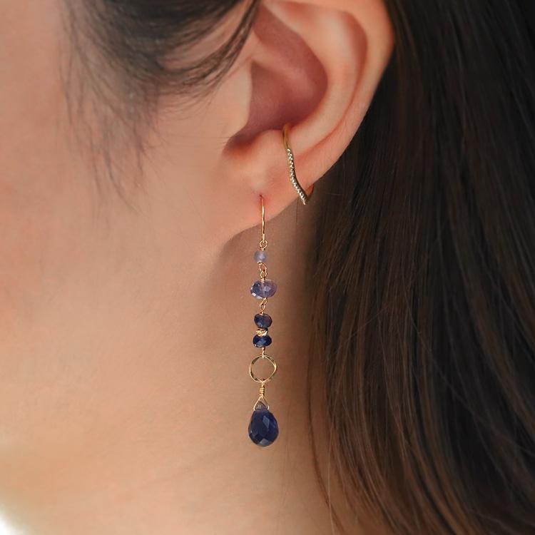 DEVAS 18金 ピアス k18 18金ピアス 18k 天然石 ピアス アイオライト 