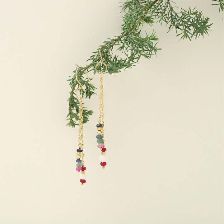 18金 ピアス k18 18金ピアス 18k フックピアス 天然石 ルビー エメラルド サファイア シンプル k18ピアス レディース | DEVAS | 01