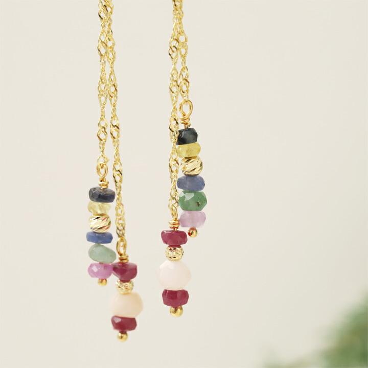 18金 ピアス k18 18金ピアス 18k フックピアス 天然石 ルビー エメラルド サファイア シンプル k18ピアス レディース | DEVAS | 02